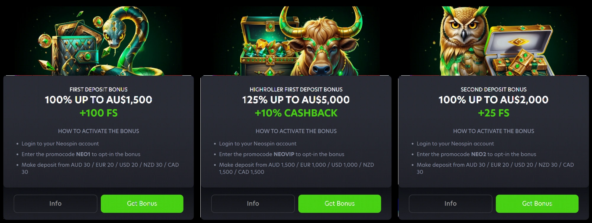 NeoSpin Casino promotions and bonuses overview