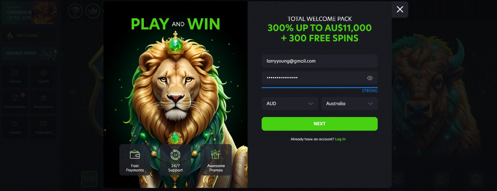 NeoSpin Casino registration process